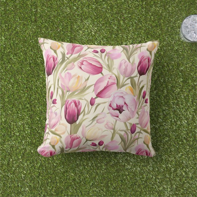 Almofada Tulipas Rosa (Grama)