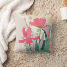 Almofada Tulipas Rosa Blocos de Cor Moderna Artística