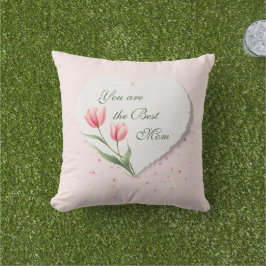 Almofada Tulipas Rosa Presente do Dia das Mães Coração