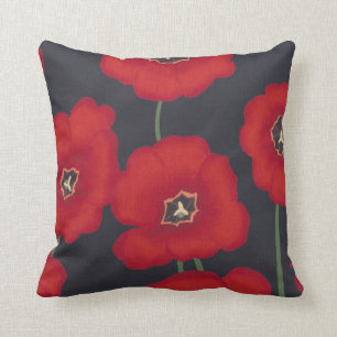 Almofada Tulipas vermelhas brilhantes no preto,
