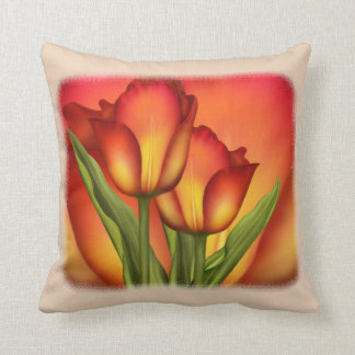 Almofada Tulipas vermelhas e Dourados