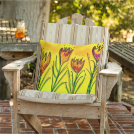 Almofada Tulipas Vermelhas no Jardim