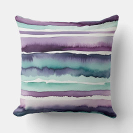 Almofada Turquesa abstrato e listras de água roxas