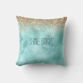 Almofada Turquesa Aqua Dourado Glitter Sparkle    