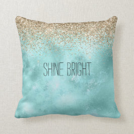 Almofada Turquesa Aqua Dourado Glitter Sparkle
