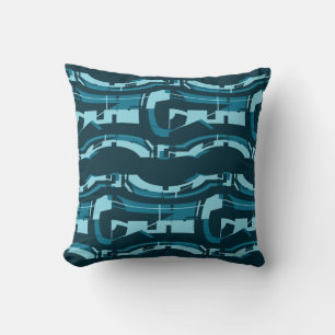 Almofada Turquesa Aqua Negrito Formas Horizontais em Teal E