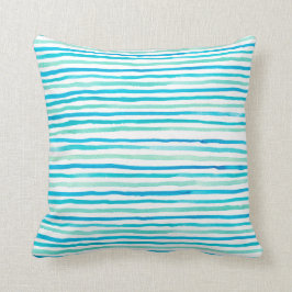 Almofada Turquesa, Beachy Watercolor Stripes