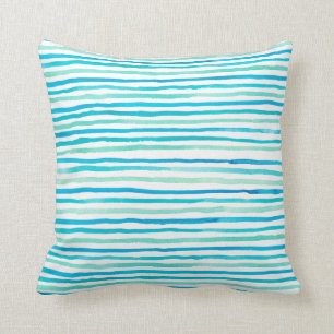 Almofada Turquesa, Beachy Watercolor Stripes