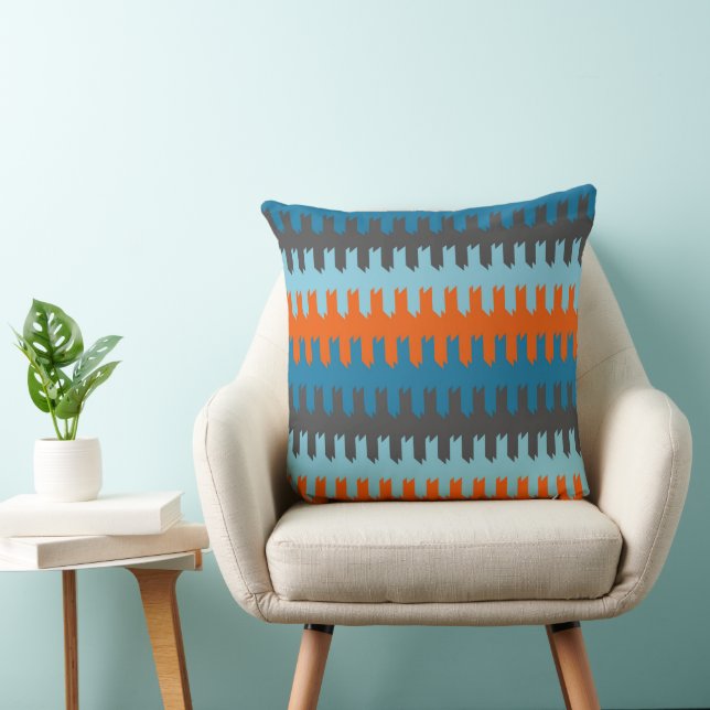 Almofada Turquesa, Cinza e padrão laranja (Cadeira)