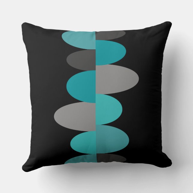 Almofada Turquesa, Cinza e preto (Verso)