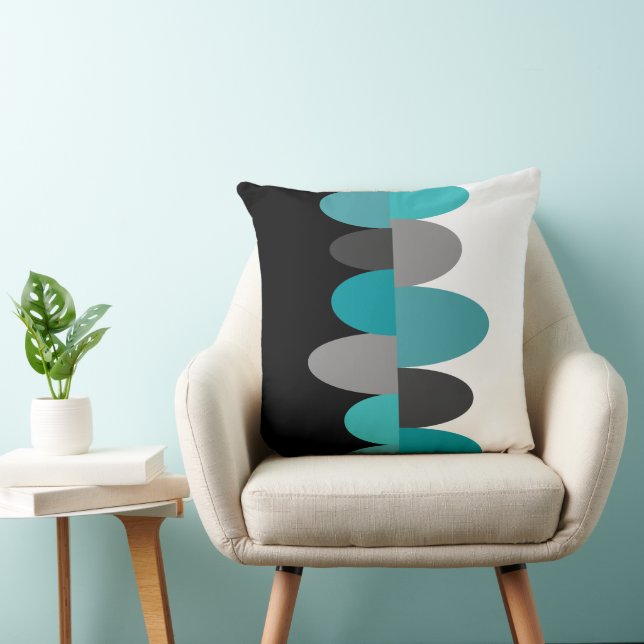 Almofada Turquesa, Cinza e preto (Cadeira)