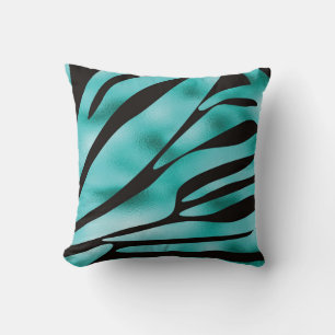Almofada Turquesa e Black Zebra Animal Stripes