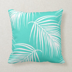 Almofada Turquesa e Palm Branco Tropical
