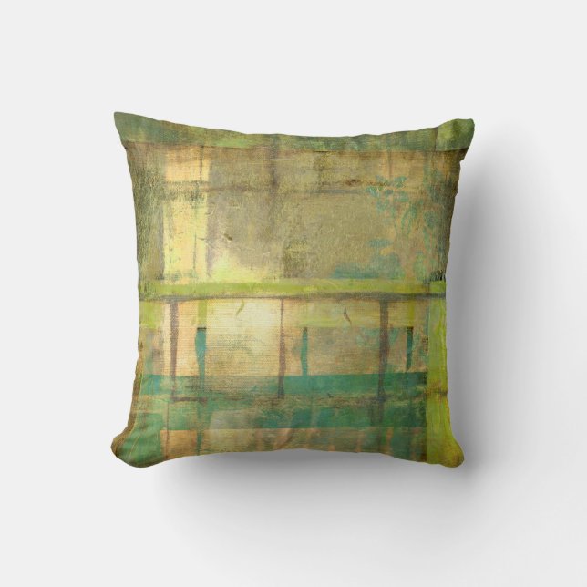 Almofada Turquesa e pintura de Abstrato verde (Frente)