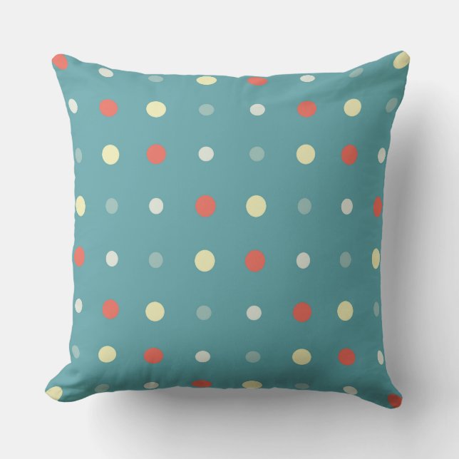 Almofada Turquesa e pontos laranja de pêssego (Frente)