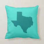 Almofada Turquesa e Teal Texas Shape<br><div class="desc">Uma forma de mapa do estado do Texas em tom de choro contra a turquesa.</div>