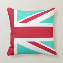 Turquesa e Vermelho Union Jack Metade