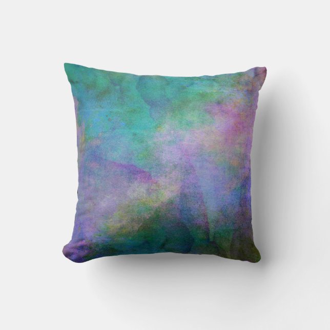 Almofada turquesa elegante e design de aquarela roxa (Frente)
