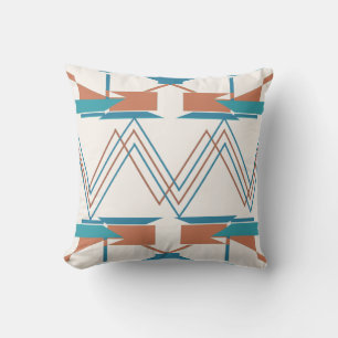 Almofada Turquesa Laranja Teal Zig-zag Mosaico Sudoeste