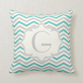 Almofada Turquesa moderna, cinza, padrão de marfim