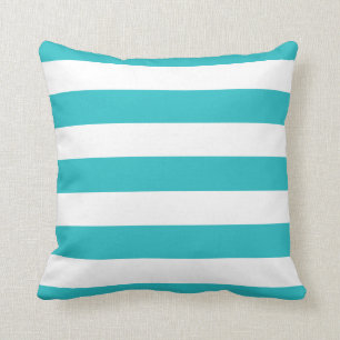 Almofada Turquesa Moderna e Stripes Brancas