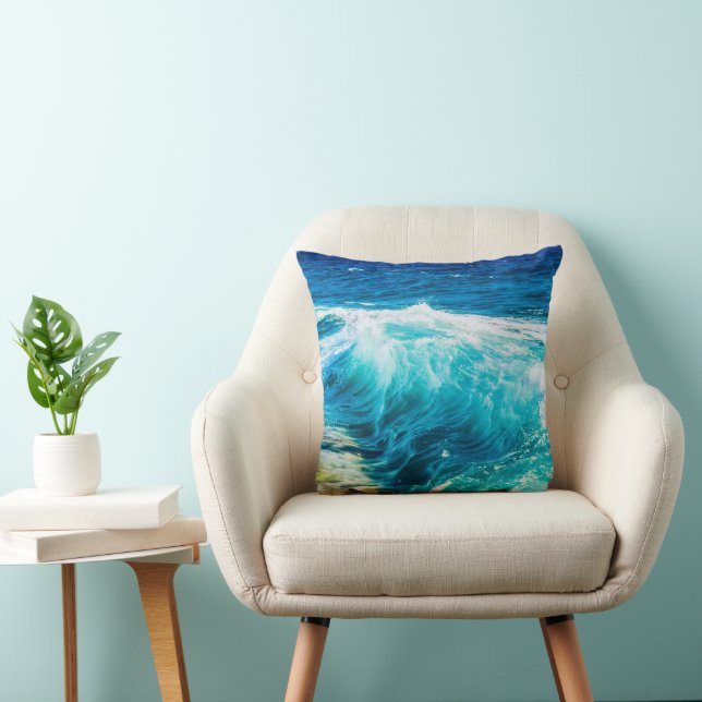Almofada Turquesa Ondas Oceânicas (Cadeira)