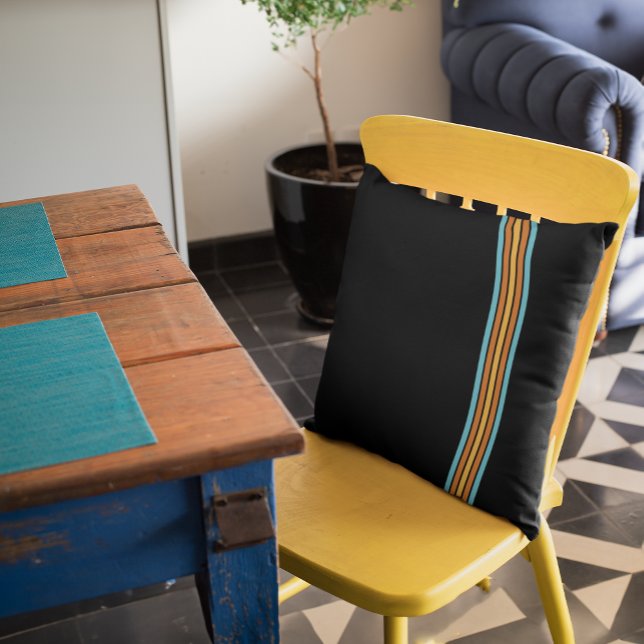 Almofada Turquesa Retroativa e Faixa Laranja (great on a sofa, side chair, or on a dining chair)