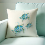 Almofada Turquesa Tropical Blue Sea Turtle Aquarela<br><div class="desc">Meu travesseiro decorativo de aquarela é perfeito para sua casa na praia. Apresenta uma réplica da minha mão pintada de tartaruga azul verde-azul-turquesa. Sob o trabalho de arte do Mar criado por Designs Victoria Rigali e faz um presente perfeito para o lar. Para mais informações,  visite www.zazzle.com/dotellabelle</div>