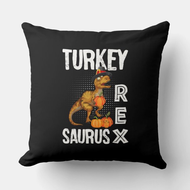 Almofada Turquia Rex Saurus - Dinossauro de Ação de Graças (Frente)