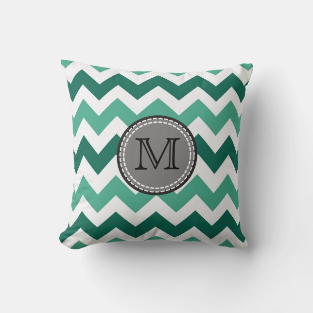 Almofada Turquoise e Mint Chevron Zigzag Padrão (Frente)