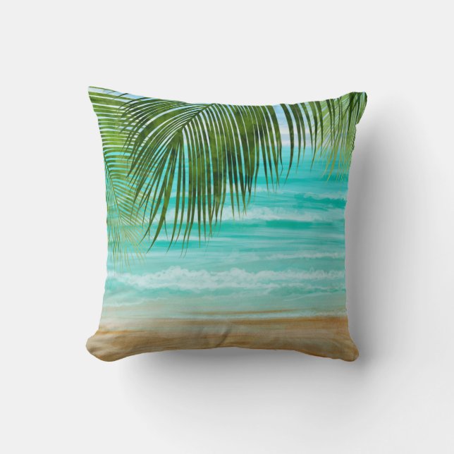 Almofada Turquoise Emerald Green Palm Tree (Frente)