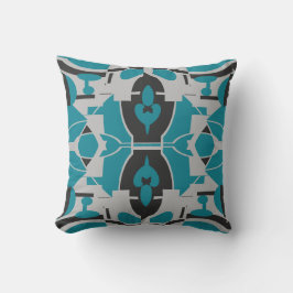 Almofada Turquoise Gray Black Mediterranean Mosaic Motif