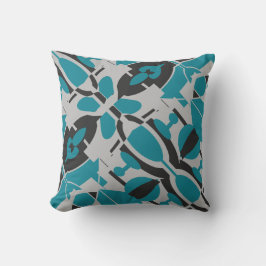 Almofada Turquoise Gray Black Mediterranean Slanted Mosaic