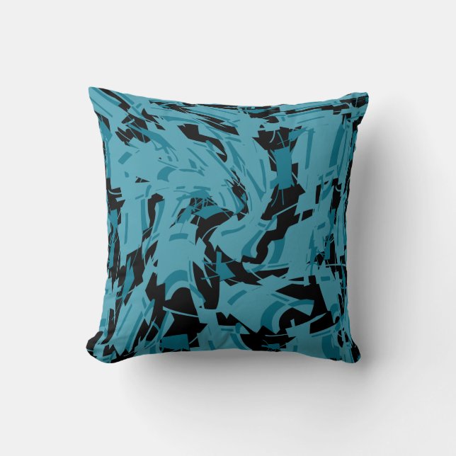 Almofada Turquoise Shades with Black Small Shapes Print (Frente)
