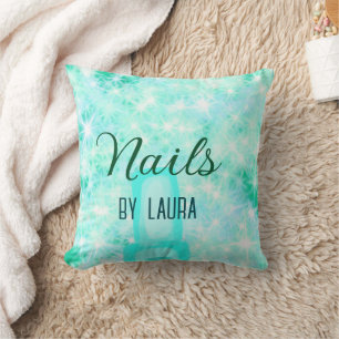 Almofada Turquoise teal agate aqua unhas adiciona o nome we
