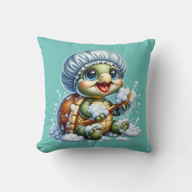 Almofada "Turtle Bath Time Divertido" (Frente)