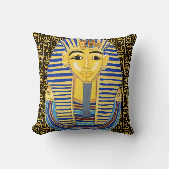 Almofada Tutankhamun Dourado Mask e Cartouche (Frente)