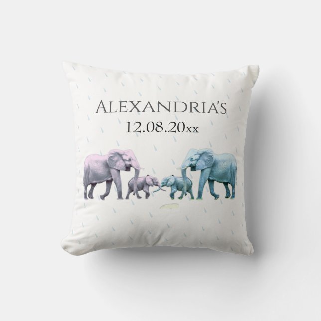 Almofada Twin Baby Pink e Blue Elephant (Frente)