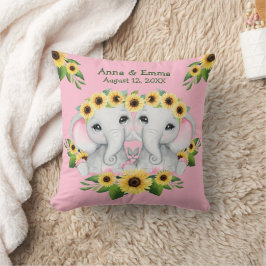 Almofada Twin Sunflower Baby Elephant Girls
