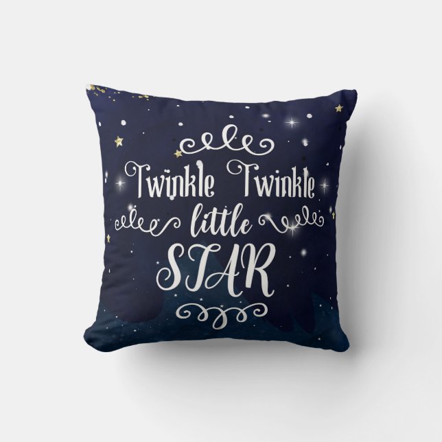 Almofada Twinkle Little Star Baby Shower Azul Dourado Estre (Frente)