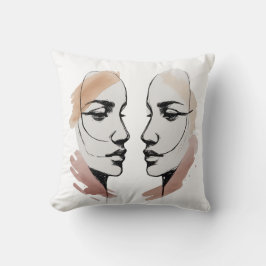 Almofada Two Abstract Faces One Line Pillow – Connection Th