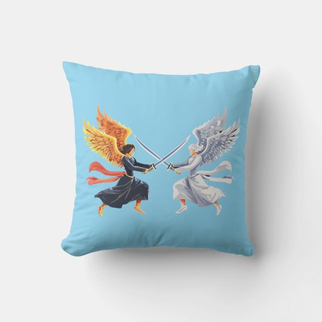 Almofada Two Angel with large sword with open wings (Frente)