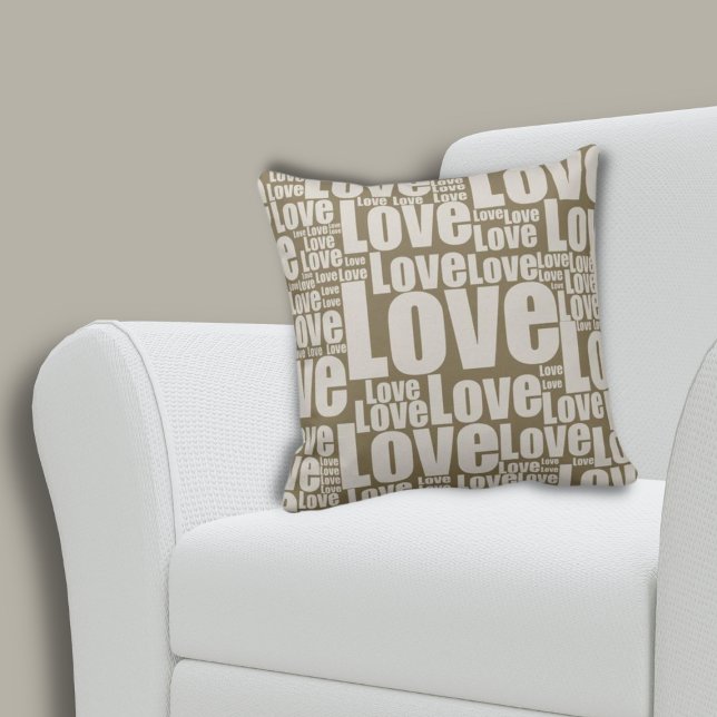 Almofada Typografia Brown Travesseiro decorativo (Motivational Brown Love Typography Pattern Throw Pillow)