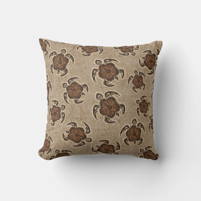 Almofada Uhane Honu Hibiscus Batik Hawaiian Turtle (Frente)