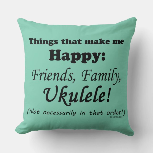 Almofada Ukulele me deixa feliz (Frente)