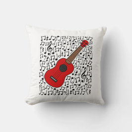 Almofada Ukulele Musical Notes Uke Player Musical (Vermelho
