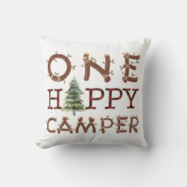 Almofada Um Acampador Feliz Travesseiro Rústico Aconchegant