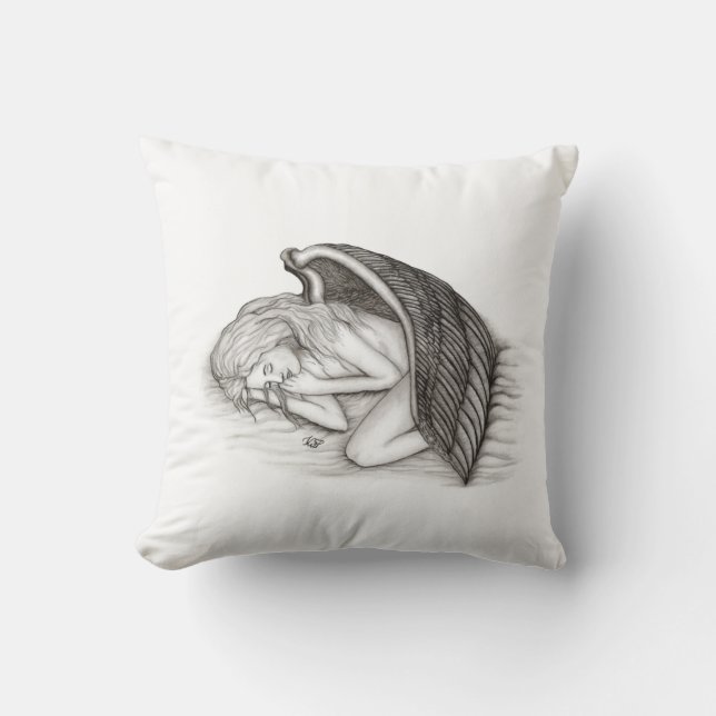 Almofada Um anjo adormecido, Design preto e branco (Frente)