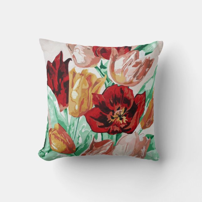 Almofada Um Buquê Floral Bastante Negrito de Tulipas (Frente)