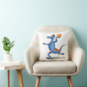 Almofada Um Cartoon Iguanodon Jogando Basquete.